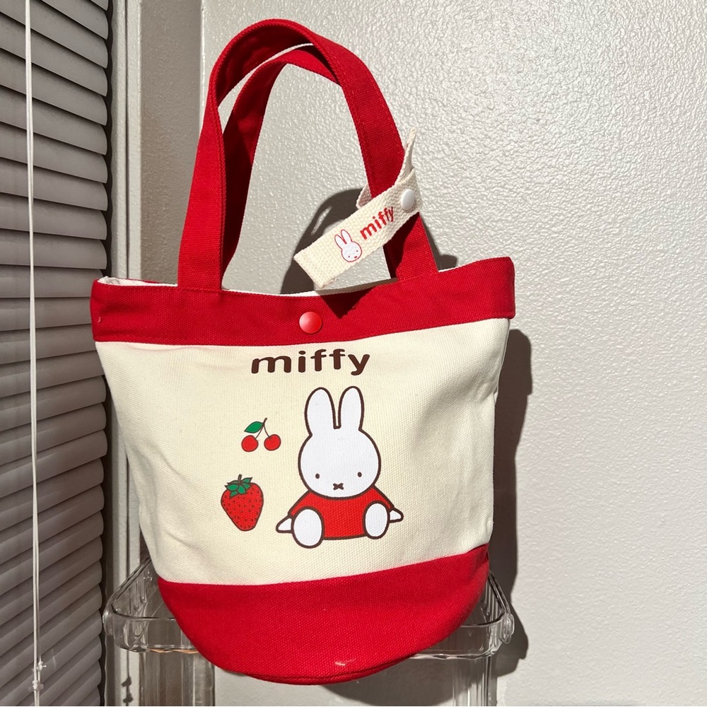 New Miffy strawberry Red & Cream Canvas bucket  Bag